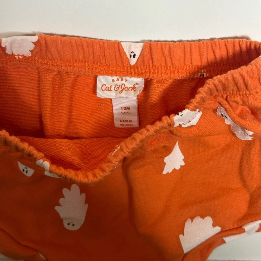 Cat & Jack Baby Set of 2 Orange Ghost and Mustard Diaper Covers Size 12M
